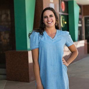 Puff Sleeve Denim Dress